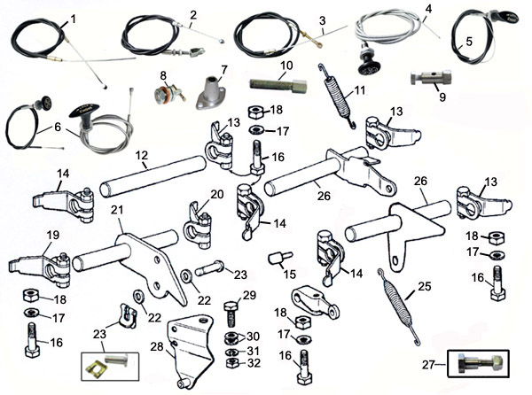 Image for Engine controls & carburettor linkage